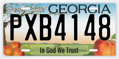 GA license plate PXB4148