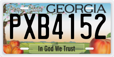 GA license plate PXB4152