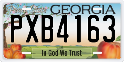 GA license plate PXB4163
