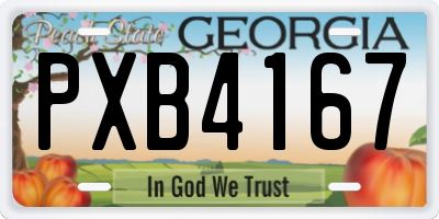 GA license plate PXB4167