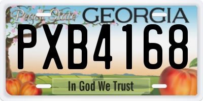 GA license plate PXB4168