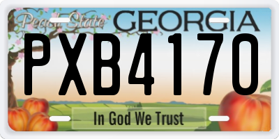GA license plate PXB4170
