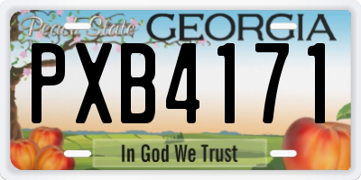 GA license plate PXB4171