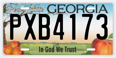 GA license plate PXB4173