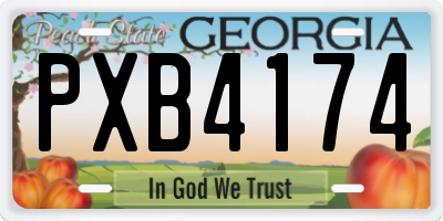 GA license plate PXB4174