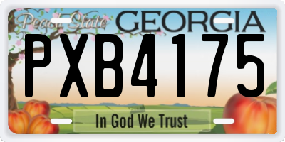 GA license plate PXB4175
