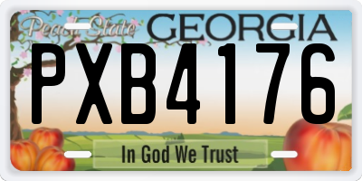 GA license plate PXB4176