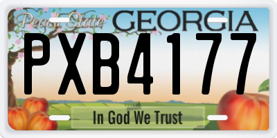 GA license plate PXB4177