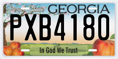 GA license plate PXB4180