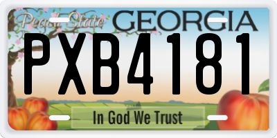 GA license plate PXB4181