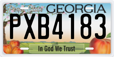 GA license plate PXB4183