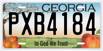 GA license plate PXB4184