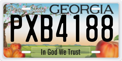 GA license plate PXB4188