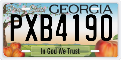 GA license plate PXB4190