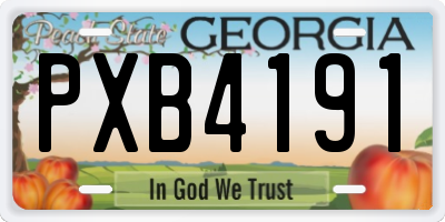GA license plate PXB4191