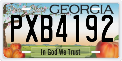 GA license plate PXB4192