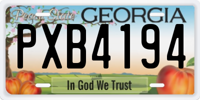 GA license plate PXB4194