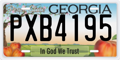 GA license plate PXB4195