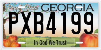 GA license plate PXB4199