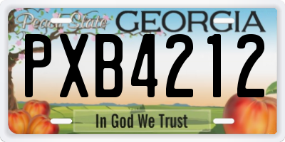 GA license plate PXB4212