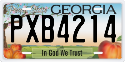 GA license plate PXB4214