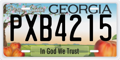 GA license plate PXB4215