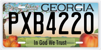 GA license plate PXB4220