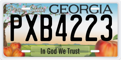 GA license plate PXB4223