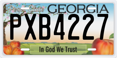 GA license plate PXB4227