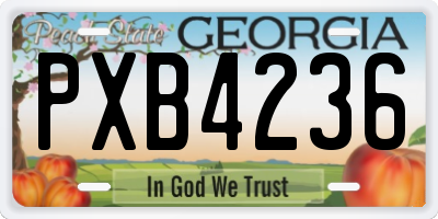 GA license plate PXB4236