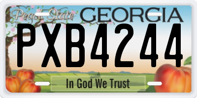 GA license plate PXB4244