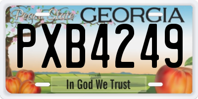 GA license plate PXB4249