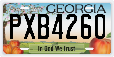 GA license plate PXB4260
