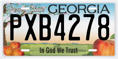 GA license plate PXB4278