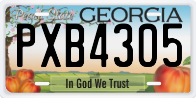 GA license plate PXB4305