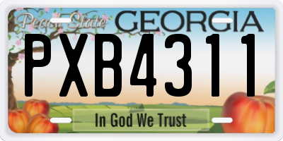 GA license plate PXB4311