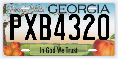 GA license plate PXB4320