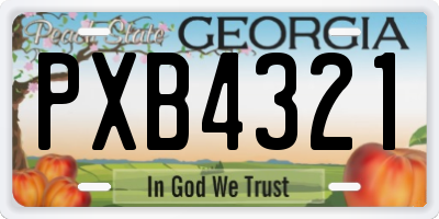 GA license plate PXB4321