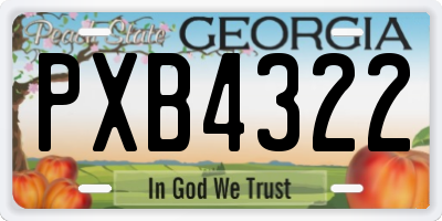 GA license plate PXB4322