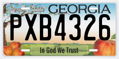 GA license plate PXB4326