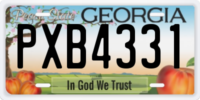GA license plate PXB4331