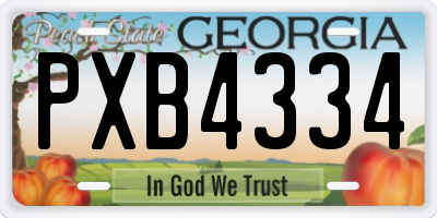 GA license plate PXB4334