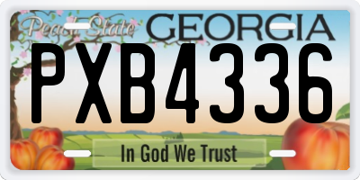 GA license plate PXB4336
