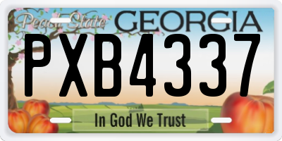 GA license plate PXB4337