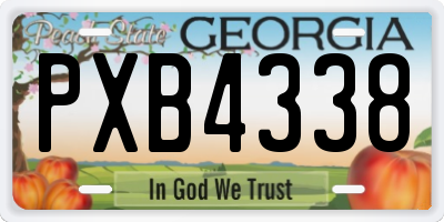 GA license plate PXB4338