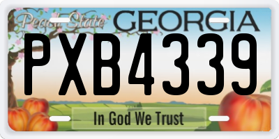 GA license plate PXB4339