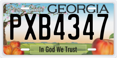 GA license plate PXB4347