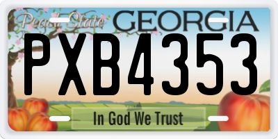 GA license plate PXB4353