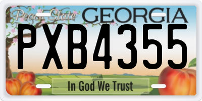 GA license plate PXB4355