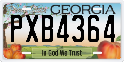 GA license plate PXB4364